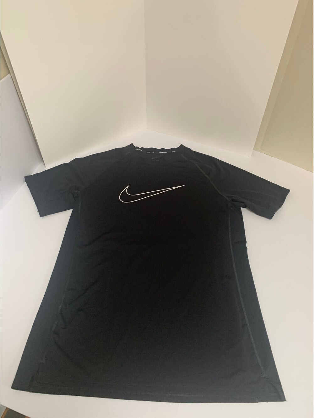 Nike Pro Dri Fit Men's L Black Slim Fit Big Swoosh Training Shirt